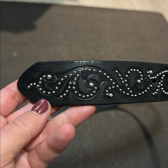 Tony Lama Black Belt with Turquoise Stone Buckle - Picture 6 of 11